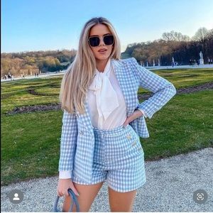 ZARA | HOUNDSTOOTHS DOUBLE BREASTED - LIGHT BLUE